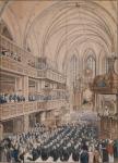 The inauguration of the city councillors in the Church of St. Nicholas, 1808 (pen & ink and w/c on paper)