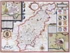 Northamtonshire, engraved by Jodocus Hondius (1563-1612) from John Speed's 'Theatre of the Empire of Great Britain', pub. by John Sudbury and George Humble, 1611-12 (hand coloured copper engraving)