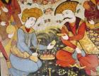 Shah Abbas I (1588-1629) and a Courtier offering fruit and drink (detail) (fresco)