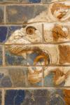 Istanbul, Turkey. Archeological Museum. Glazed brick lion in relief from the "procession street", Babylon, dating from the Nebuchadnezzar II period circa 604-562 BC.