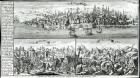 The city of Lisbon before, during and after the Earthquake of 1755 (engraving) (b/w photo)