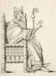 A Bishop or Abbot seated in a Chair with Mitre and Crook, 1873 (litho)