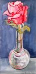 Pink Rose in a Bud Vase, 2000. Water colour on handmade paper