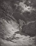 The Death of Abel, Genesis 4:6-13, illustration from Dore's 'The Holy Bible', engraved by Pisan, 1866 (engraving)