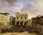 The People of Brescia gathered in the Piazza della Loggia 23rd March 1849 (oil on canvas)