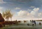 Dutch landscape with Skaters (oil on panel)
