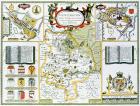 Huntington, engraved by Jodocus Hondius (1563-1612) from John Speed's 'Theatre of the Empire of Great Britain', pub. by John Sudbury and George Humble, 1611-12 (hand coloured copper engraving)
