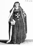 Canoness of the Order of St. John of Jerusalem during the Rhodian period, illustration from 'Histoire et Costumes des Ordres Monastiques' by Pierre Helyot (1660-1716) (engraving)