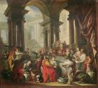 A Feast held in a Circular Portico of the Ionic Order, c.1720-25 (oil on canvas)