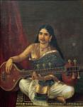 Young Woman with a Veena (oil on canvas)