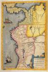 Map of the gold-bearing regions in Peru, from the 'Atlas Maior, Sive Cosmographia Blaviana', 1662 (coloured engraving)