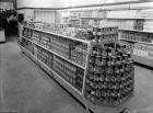 Soup aisle, Woolworths store, 1956 (b/w photo)