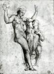 Psyche presenting Venus with water from the Styx, 1517 (red chalk on paper) (b/w photo)