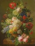 Flowers in a vase on a marble console table, 1816 (oil on canvas)