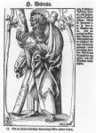 St. Andrew (woodcut) (b/w photo)