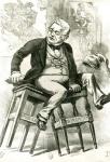 Caricature of Adolphe Thiers (1797-1877) between two stools, illustration from 'Punch', 1872 (engraving) (b/w photo)