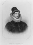 Portrait of Fulke Greville (1554-1628) 1st Baron Brooke, from 'Lodge's British Portraits', 1823 (engraving) (b/w photo)
