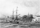 The Port of New Orleans (engraving) (b/w photo)
