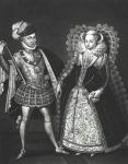 Portrait of Mary Queen of Scots (1542-87) and Henry Stewart, Lord Darnley (1545-67), 29th June 1565 (engraving) (b/w photo)