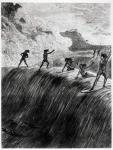 Natives Surfing in the Sandwich Islands (engraving) (b/w photo)