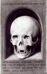 Skull, right hand panel reverse from the Triptych of Earthly Vanity and Divine Salvation, c.1485 (oil on panel) (b/w photo)