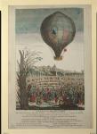 Hot-Air Balloon Experiment by the Montgolfier Brothers and Francois Pilatre de Rozier (1754-85) at Lyon, 19th January 1784 (coloured engraving)