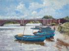 Moorings at Hampton Court, 2011 (oil on canvas)