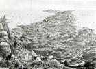 Panoramic view of India from the Himalaya Mountains, designed by T. Packer, 1857 (engraving) (b/w photo)