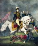 General William H. Harrison (1773-1841) at the Battle of Tippecanoe, 1840 (colour litho)