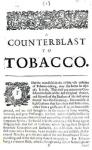A Counterblast to Tobacco, a treatise written by James I of England (1566-1625) published in an anti-smoking pamphlet, 1672 (b/w photo)