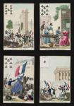 Four playing cards commemorating the heroes of July 1830, 1831 (coloured engraving)