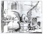 A Dragon in a Workshop (engraving) (b/w photo)