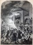 The 'No Popery' rioters burning the prison of Newgate in 1780 (engraving)