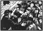 The Paris crowd, 1892 (woodcut) (b/w photo)