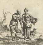 Farmer and his wife in conversation (etching)