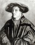 Portrait of a man with a red hat, c.1530 (chalk & w/c on paper) (b/w photo)