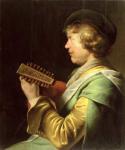 Young Man Playing the Lute (oil on panel)