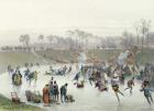 Skaters on the Lake at Bois de Boulogne (colour litho)