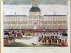 Parade in the Courtyard of the Palais des Tuileries in the Presence of the Emperor, engraved by Blanchard (coloured engraving)