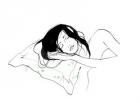 girl sleeping2 , 2013, (black tush, watercolour )