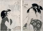 An impertinent woman, from the series 'Kyokun oya no megane' (Education Seen Through the Parents Eyes) c.1803 and Asahiya Goke the widow, from the series 'Komei bijin rokkasen', c.1796 (woodblock print)