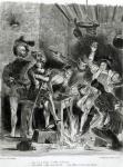 Mephistopheles and the Drinking Companions, from Goethe's Faust, 1828, (illustration), (b/w photo of lithograph)