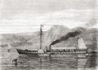 Robert Fulton's The North River Steamboat of Claremont navigating from New York to Albany on the Hudson River, United States of America, from Les Merveilles de la Science, pub.1870