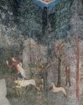 Men hunting with dogs, detail from La Chambre du Cerf (Stag Room) 1343 (fresco)