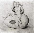 Fool Trying to Hatch an Egg (engraving) (b/w photo)
