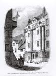 Caxton's Printing Office, The Almonry, Westminster (engraving) (b/w photo)
