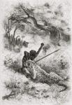 A leopard attacking an African, illustration from 'The World in the Hands', engraved by Henri Theophile Hildibrand (1824-97), published 1878 (engraving)