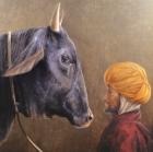 Man and Bull (oil on canvas)