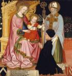 Madonna and Child with the Donor, Pietro de' Lardi, Presented by Saint Nicholas, c.1420-30 (tempera and gold on wood)