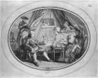 The Luncheon at Ferney, 4th July 1775 (engraving) (b/w photo)